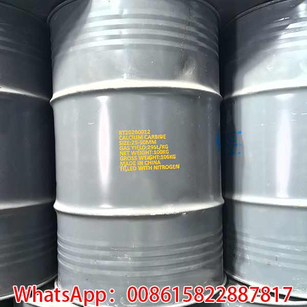 alcium carbide 50kg drum packaging, export standard 100kg steel drums