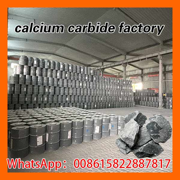 Fresh stock of 50-80mm calcium carbide steel drums in warehouse